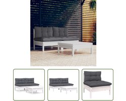 The Living Store 3-delige Loungeset met antracietkleurige kussens grenenhout - Loungeset - Tuinset - Houten Lounge - Buis Meubel - Balkon Set