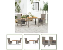 The Living Store 3-delige Tuinset met kussens poly rattan grijs - Tuinset - Tuinset Grijs - Lounge Set - Outdoor Furniture - Terrasfurniture