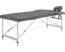 The Living Store 3 Zone Inklapbare Massage Tafel - 186 x 68 cm - Aluminium Frame - Antraciet