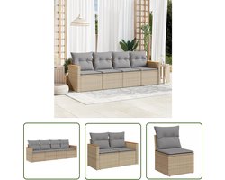 The Living Store 4-delige Loungeset met kussens poly rattan gemengd beige - Loungeset - Tuinset - Lounge - Outdoor Furniture - Garden Furniture