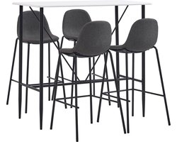 The Living Store 5-delige Barset stof donkergrijs - Barset - Bartafel - Barstoelen - Eetkamermeubel - Salonmeubel