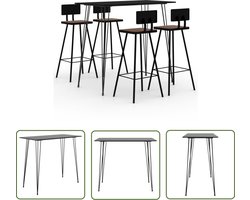 The Living Store 5-delige Barset zwart - Bartafel - Zwarte Bartafel - Barkrukken - Houten Barkrukken - Keukenbar
