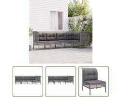 The Living Store 5-delige Loungeset met kussens poly rattan grijs - Tuin Bank - Lounge Set - Hoekbank - Outdoor Furniture - Patio Set