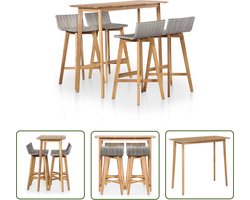The Living Store 5-delige Tuinset massief acaciahout - Barstoel - Bartafel - Buitenshuis Meubilair - Acacia Hout - Pe Rattan