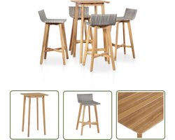 The Living Store 5-delige Tuinset massief acaciahout - Barstoel - Tuinset - Acacia Hout - Buitendecoratie - Lounge Set