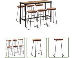 The Living Store 7-delige Barset massief ruw mangohout en metaal - Dynamische Sleutel - Draaiend Gereedschap - Mechanica - Sleutelsysteem - Torque Wrench
