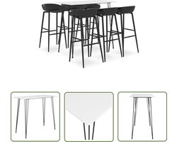 The Living Store 7-delige Barset wit en zwart - Bartafel - Barstoel - Lounge Meubilair - Bistro Meubels - Buitenmeubelen