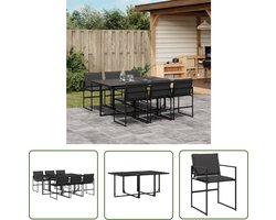 The Living Store 7-delige Tuinset met kussens textileen zwart - Tuinset - Eetkamerset - Outdoor Furniture - Tuinset 6 Personen - Lounge Set