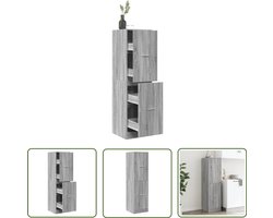The Living Store Apothekerskast 40x41x144,5 cm bewerkt hout grijs sonoma eiken - Apotheker Kast - Opslagkast - Boekenkast - Houten Kast - Grijze Kast
