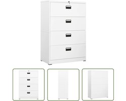 The Living Store Archiefkast 90x46x134 cm staal wit - Archiefkast - Metalen Kast - Bureau Accessoires - Opslagoplossing - Documenten Bewaren