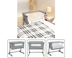 The Living Store Babybed met matras linnen lichtgrijs - Babybed - Babybox - Kinderbed - Slaapbank - Flexibele Babyslaapruimte