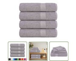 The Living Store Badhanddoeken 4 st 100x150 cm 360 g/m² 100% katoen grijs - Badhanddoeken - Katoenen Handdoeken - Badlinnen - Handdoekenset - Grey Towels