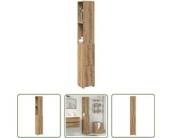 The Living Store Badkamerkast 25x25x170 cm bewerkt hout artisanaal eikenkleurig - Badkamerkast - Opbergkast - Badkamermeubilair - Houten Kast - Artisan Eiken