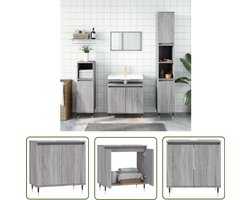 The Living Store Badkamerkast 58x33x60 cm bewerkt hout grijs sonoma eikenkleurig - Badkamerkast - Badkamerspiegel - Industrieel Design - Houten Kast - Grijze Badkamer