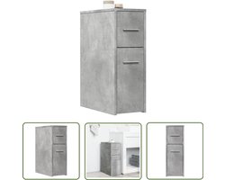 The Living Store Badkamerkast smal met wielen bewerkt hout betongrijs - Badkamerkast - Badkamerspiegel - Opslagruimte - Houten Kast - Kleine Kast