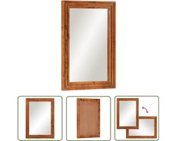 The Living Store Badkamerspiegel 50x70 cm massief acaciahout en glas - Badkamerspiegel - Wandspiegel - Acaciahout - Vintage Spiegel - Houten Spiegel