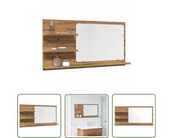 The Living Store Badkamerspiegelkast 90x11x45 cm bewerkt hout artisanaal eiken - Badkamer Spiegelkast - Badkamervloer Spiegel - Houten Spiegelkast - Badkameropbergruimte - Armatuur Badkamer