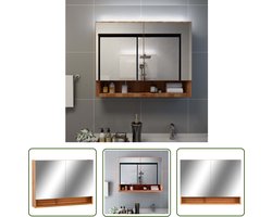 The Living Store Badkamerspiegelkast LED 80x15x60 cm MDF eikenkleurig - LED Wandspiegel - Badkamer Spiegel - Spiegels - Led Verlichting - Opbergruimte