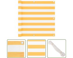 The Living Store Balkonscherm Waterbestendig Oxford - 90x600cm - Wit/Geel
