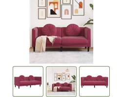 The Living Store Bank met kussens 2-zits fluweel wijnrood - Tweezitsbank - Fluweel Sofa - Rode Bank - Lounge Meubilair - Woonkamer Meubilering