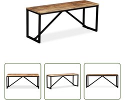 The Living Store Bankje 110x35x45 cm massief mangohout - Halbankje - Industrieel Design - Mangohout - Vintage - Unieke Stuk