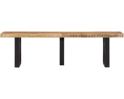 The Living Store Bankje 160 cm massief ruw mangohout en staal - Bankje - Bankjes - Halbankje - Gangbankje
