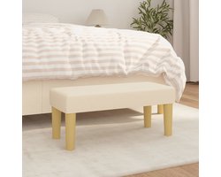The Living Store Bankje 70x30x30 cm stof crèmekleurig - Multifunctionele Bank - Stoffen Bank - Bankje - Salontafel - Bijzettafel