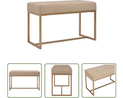 The Living Store Bankje 80 cm fluweel beige - Fluwelen Bank - Halbankje - Bankje - Beige Meubels - Salonbankje