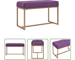 The Living Store Bankje 80 cm fluweel paars - Halbankje - Velvet Bank - Paarse Bank - Bankje - Stoffen Bank