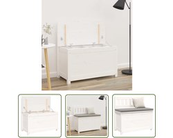 The Living Store Bankje 80x41x77 cm massief grenenhout wit - Houten Bankje - Bankje Voor In De Gang - Vintage Bankje - Stoere Bank - Opbergbankje