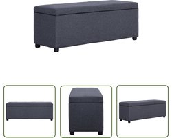 The Living Store Bankje met opbergvak 116 cm polyester donkergrijs - Opslagbanken - Donker Grijze Bank - Bank Met Opbergvak - Woonaccessoires - Meubels