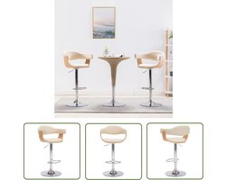 The Living Store Barkrukken 2 st gebogen hout en kunstleer crèmekleurig - Barkrukken - Eetkamerstoelen - Stoffen Barkrukken - Kunstleder Barkrukken - Adjustable Height Chairs