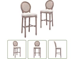 The Living Store Barkrukken 2 st linnen wit - Barstooi - Eetkamerstoel - Kruk - Vintage Meubilair - Bar Stools