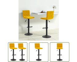 The Living Store Barkrukken - fluweel - 40x43x(90-111) cm - mosterdgeel - Barkrukken - Stoelen - Lounge Stoel - Fluweel Meubels - Mustard Yellow Furniture