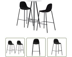 The Living Store Barset - Bartafel en 2 barstoelen - Wit - MDF tafelblad - Gepoedercoat stalen frame - Zwarte stoffen bekleding - Ergonomisch ontwerp - Eenvoudig te monteren - Ideaal voor moderne woning - tuin - bar - pub of restaurant