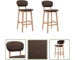 The Living Store Barstoelen - Set van 2 - Stof - Massief beukenhout - Bruin - 45x47x92cm