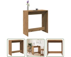 The Living Store Bartafel 102x50x103,5 cm bewerkt hout artisanaal eikenkleur - Bartafel - Bistrotafel - Cafetafeltje - Houten Tafel - Hoog Tafel