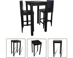 The Living Store Bartafel met 2 barkrukken zwart - Bartafel - Barkruk - Eetkamerstoel - Loungehoek - Designmeubel