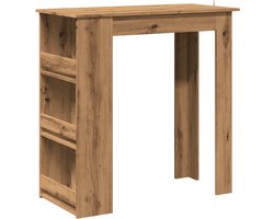 The Living Store Bartafel met opbergrek 102x50x103,5 cm artisanaal eikenkleurig - Bartafel - Eikenhouten Tafel - Houten Bartafel - Salontafel - Keukenbar