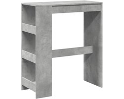 The Living Store Bartafel met rekken 90x40x103,5 cm bewerkt hout betongrijs - Bartafel - Houten Tafel - Keukenmeubilair - Opslagoplossing - Eetkamerstoel