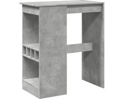The Living Store Bartafel met rekken 90x47,5x103,5 cm bewerkt hout betongrijs - Bartafel - Houten Bartafel - Barmeubel - Keukenbar - Wijnrek