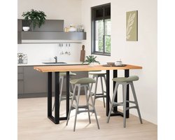 The Living Store Bartafel rechthoekig 200x80x92 cm massief eikenhout lichtbruin - Tafel Met Poten - Houten Tafel - Eettafel - Keukenbar - Oak Wood Furniture
