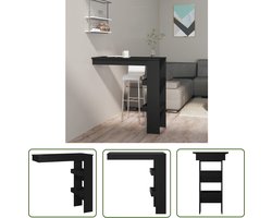 The Living Store Bartafel wandgemonteerd 102x45x103,5 cm bewerkt hout zwart - Wandbartafel - Bartafel Zwart - Bewerkthout - Stapelbare Bartafel - Design Bartafel