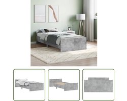 The Living Store Bedframe bewerkt hout betongrijs 90x200 cm - Beton Grijs Bed - Houten Bed - Tweepersoons Bed - Enkel Bed - Slaapcomfort