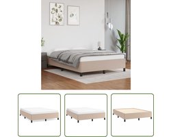 The Living Store Bedframe kunstleer cappuccinokleurig 140x190 cm - Bed Frame - Houten Bed - Kapstok - Bedroom Furniture - Bruine Meubels