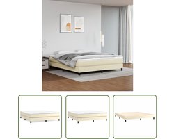 The Living Store Bedframe kunstleer crèmekleurig 180x200 cm - Boxspring Frame - Kunstleder Bed - Creme Bed - Tweepersoons Bed - Stapelbare Bedbodems