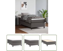 The Living Store Bedframe kunstleer grijs 80x200 cm - Boxspringframe - Slaapcomfort - Kunstleer Bed - Grijs Bed - Single Bed