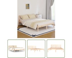 The Living Store Bedframe massief grenenhout 140x200 cm - Massief Houten Bed Frame - Houten Bed - Grenenhout Bed - Modern Bed - Slaapkamer Meubels
