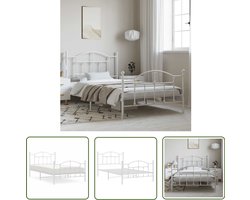 The Living Store Bedframe met hoofd- en voeteneinde metaal wit 100x200 cm - Wit Bed Frame - Stalen Bedframe - Klassieke Bed - Bed Met Opbergruimte - Tweepersoons Bed