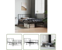 The Living Store Bedframe met hoofd- en voeteneinde metaal zwart 90x190 cm - King Size Bed - Metal Bed Frame - Black Bed Frame - Box Spring Bed - Bedroom Furniture